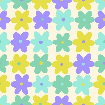 Geometric Flower Field Seamless Pattern