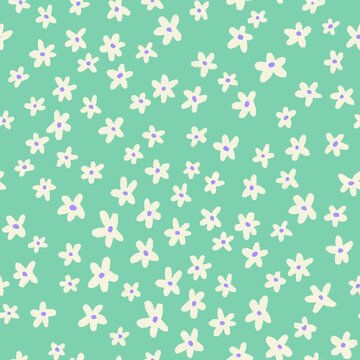 Mint Meadow Blossoms Seamless Pattern