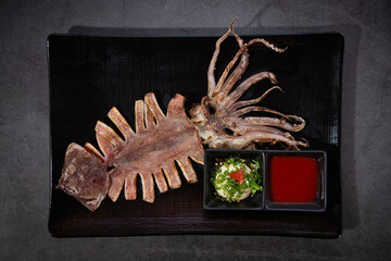 Grilled Dried Squid with Spicy Dipping Sauces
