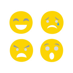 Variety of facial expressions showing positive and negative emotions creatively designed