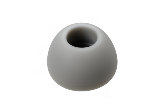 Gray silicone earbud tips isolated on transparent background