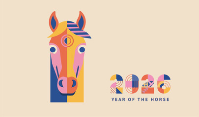 Golden Horse Head Line Art Illustration