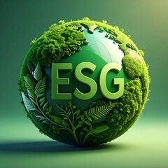 Eco-friendly globe with ?ESG? text, suggesting sustainability