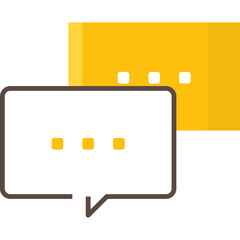 Two Speech Bubbles Representing Conversation Communication And Discussion With A Yellow And White Color Scheme On A Transparent Background