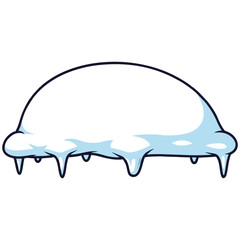 Cartoon snowdrift with icicles melting, perfect for winter holidays and seasons