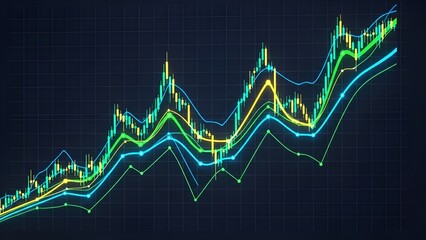 Dynamic financial market analysis featuring a vibrant candlestick chart display