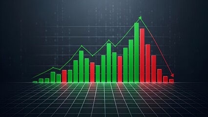 Financial graph showing a fluctuating market with both rising and falling trends