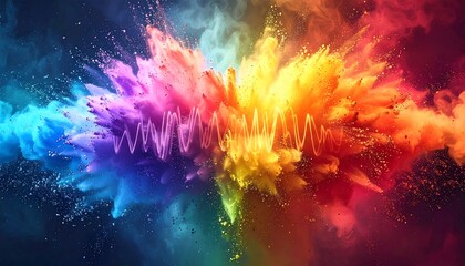 Obraz premium Vibrant Explosion of Rainbow Colored Powder Abstract Background.