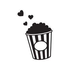 Cute Popcorn Cup with Hearts | Love Popcorn Icon