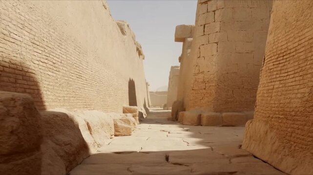 Sumerian corridor along ancient wall