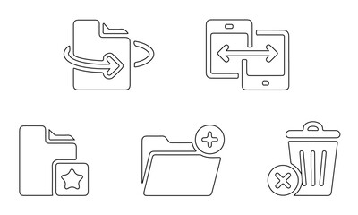 Black icon set of files and documents management