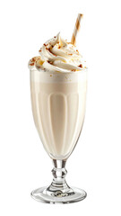 Milkshake with whipped cream in glass