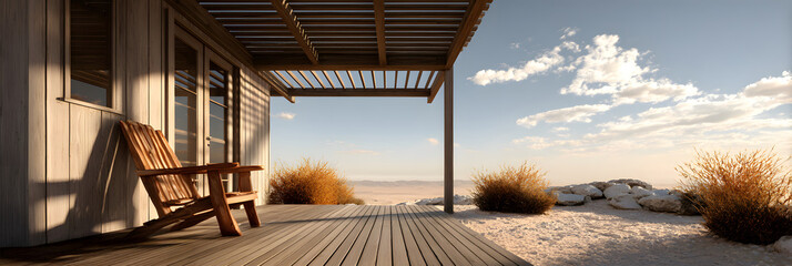 remote desert cabin porch warm dusk calm minimal solitude