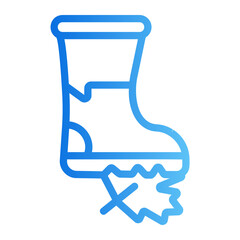 boots stepping leaves Line Gradient Icon