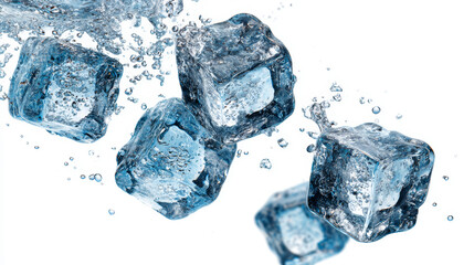 Obraz premium Ice cube splash water cold fresh transparent clean macro clear frozen delight with crisp energy