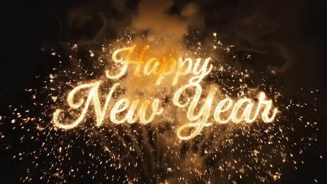 Firework Exploding Upwards at Night with Smoke and Sparkles