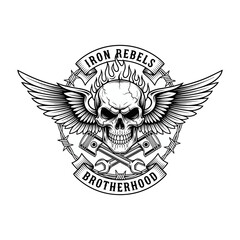 Fiery Skull Wings and Barbed Wire for Iron Rebels Brotherhood