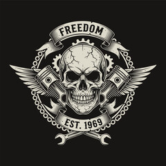 Vintage Biker Skull Emblem Design for Absolute Freedom