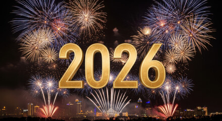 Happy new year 2026 fireworks celebration