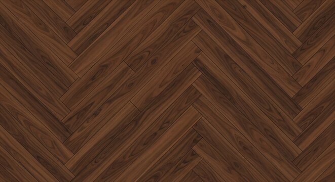 Herringbone Patterned Wood Flooring - A Rich and Textured Design.