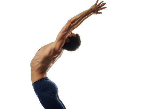 Man doing yoga backbend isolated on transparent background