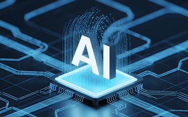 Artificial intelligence concept with ai letters on a microchip