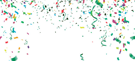 celebration background Colorful confetti and streamers fall from above Brightly colored paper creates an energetic border Ideal for Happy Birthday banners or New Year 2026 party promotions 