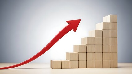 Red arrow shows growth climbing wooden block stairs to the top level
