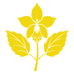 yellow archangel flower silhouette on white background