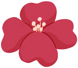 Isolated red flower illustration with transparent background. Cute floral doodle for flower arrangement, journaling, planner, greeting card, invitation, and decorative projects	
