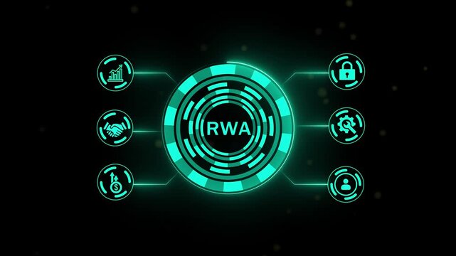 RWA Risk Weighted Asset concept. Interface technology, the future of user experience, journey and technology concept, digital screen interface 4K animated. isolated..