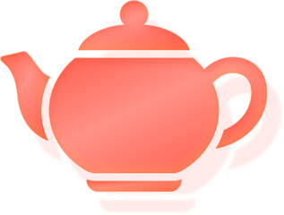 Soft red 3d ceramic teapot icon for Lunar New Year 2026