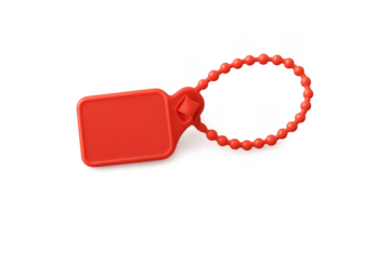 Red plastic security tag with blank label