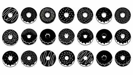 Delicious donuts arranged in a neat row, a sweet treat for everyone to enjoy.