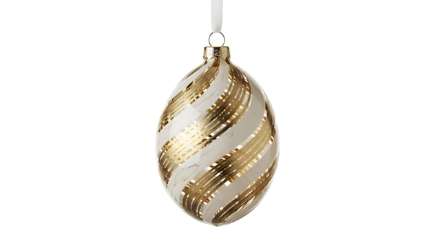 Elegant Christmas ornament featuring gold and white swirls, perfect for adding a touch of luxury to holiday decorations and festive designs this season
