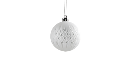 Elegant white Christmas ornament with intricate textured pattern, perfect for holiday cards, social media, and adding a touch of festive cheer to designs