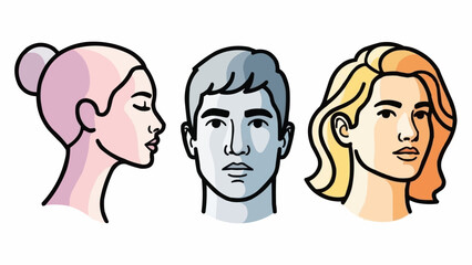 Diverse Facial Profiles - Artistic Renderings of Three Individuals.