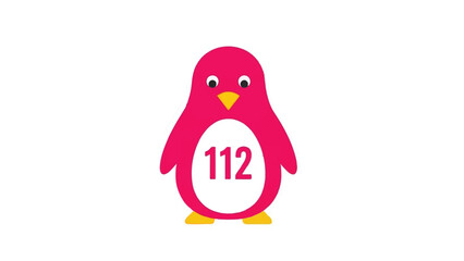 Pink Penguin Character with Number 112 on its Belly.