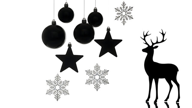 Elegant holiday cheer with graceful reindeer and festive ornaments for winter promotions and seasonal greetings, adding a touch of modern sophistication