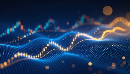 Futuristic stock market trading analysis with abstract digital finance graph