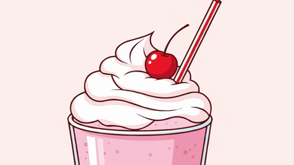 Delicious Pink Milkshake with Whipped Cream and Cherry Topping.