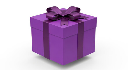 Obraz premium A tall purple gift box tied with a matching ribbon