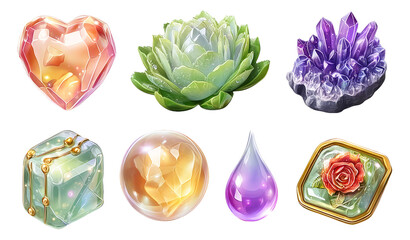 Fototapeta premium Glossy Floral Jewels in Semi-Realistic 3D Art Illustration for Digital Designs