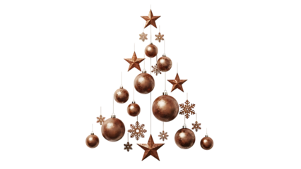 Elegant Christmas tree design with bronze ornaments, perfect for festive greeting cards, modern invitations, and stylish holiday promotions this season