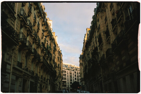 Parisian apartment facades with rustic architectural details