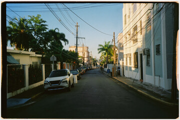 General analog shot of the colorful streets of San Juan neighborhood