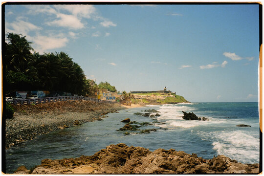 Coastal seascape on the shores of La Perla in Puerto Rico