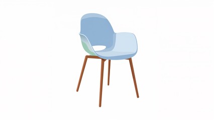 Flat vector illustration of a modern chair with smooth curved seat and simple legs, clean bold shapes, minimal flat colors, soft edges, isolated on white background.