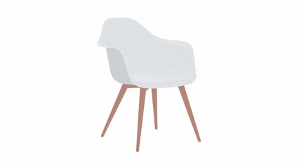 Flat vector illustration of a modern chair with smooth curved seat and simple legs, clean bold shapes, minimal flat colors, soft edges, isolated on white background.