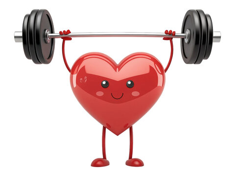 Animated Heart Lifting Dumbbell Weights Training Endurance Health And Cardio Symbolic Strength Sport